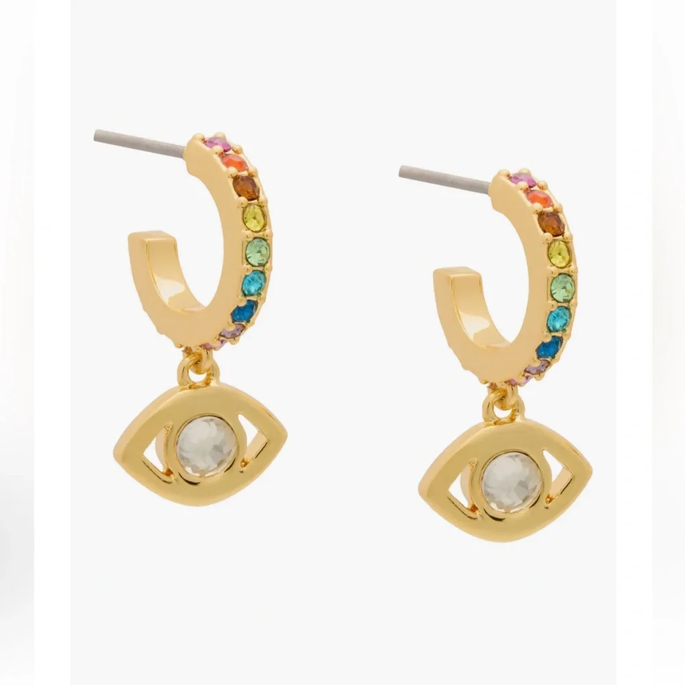 Kurt Geiger Evil Eye Crystal Huggie Hoop Earrings - Picture 3 of 5